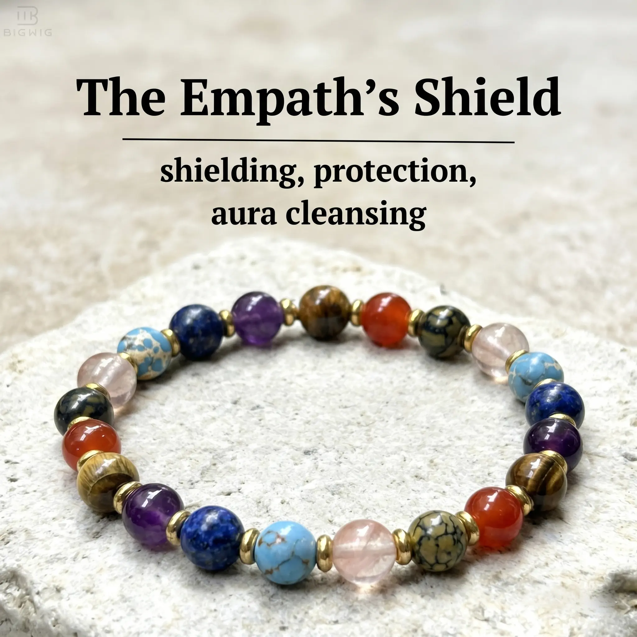 The Empath's Shield Crystal Healing & Protection Bracelet – Natural Semi-Precious Stone Tiger’s Eye 8mm Beads | Chakra Balancing Jewelry | Unisex Colorful Gift for Friends, Family & Couples S backtoschool