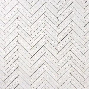 Bianco Dolomite Marble 1x6 Herringbone Mosaic Polished/Honed Sample