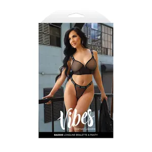 Fantasy Lingerie Vibes Baddie Longline Mesh Bralette & Panty LXL