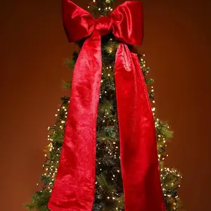 16 x 42 Inches Extra Large Red Christmas Satin Bows Christmas Tree Topper for Home Wreath Wall Backdrop Birthday Wedding Party Decorations