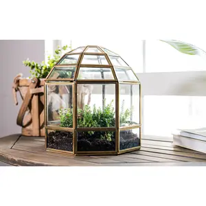 Urban Born Large Terrarium Birdcage, Glass and Metal, 10x9"
