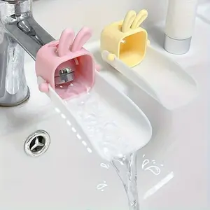2pcs convenient U-shaped faucet extenders, easily connect sink faucet rabbit children's cartoon faucet extender splash-proof bathroom and kitchen faucet cute rabbit Bathroom Fixture Accessories