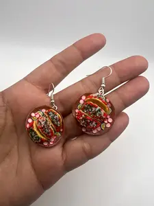 Round plate  tacos earrings