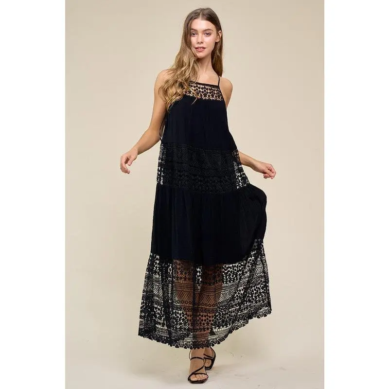 doe and rae maxi dress Women Lace Maxi Dress with slip underneath By Doe and Rae