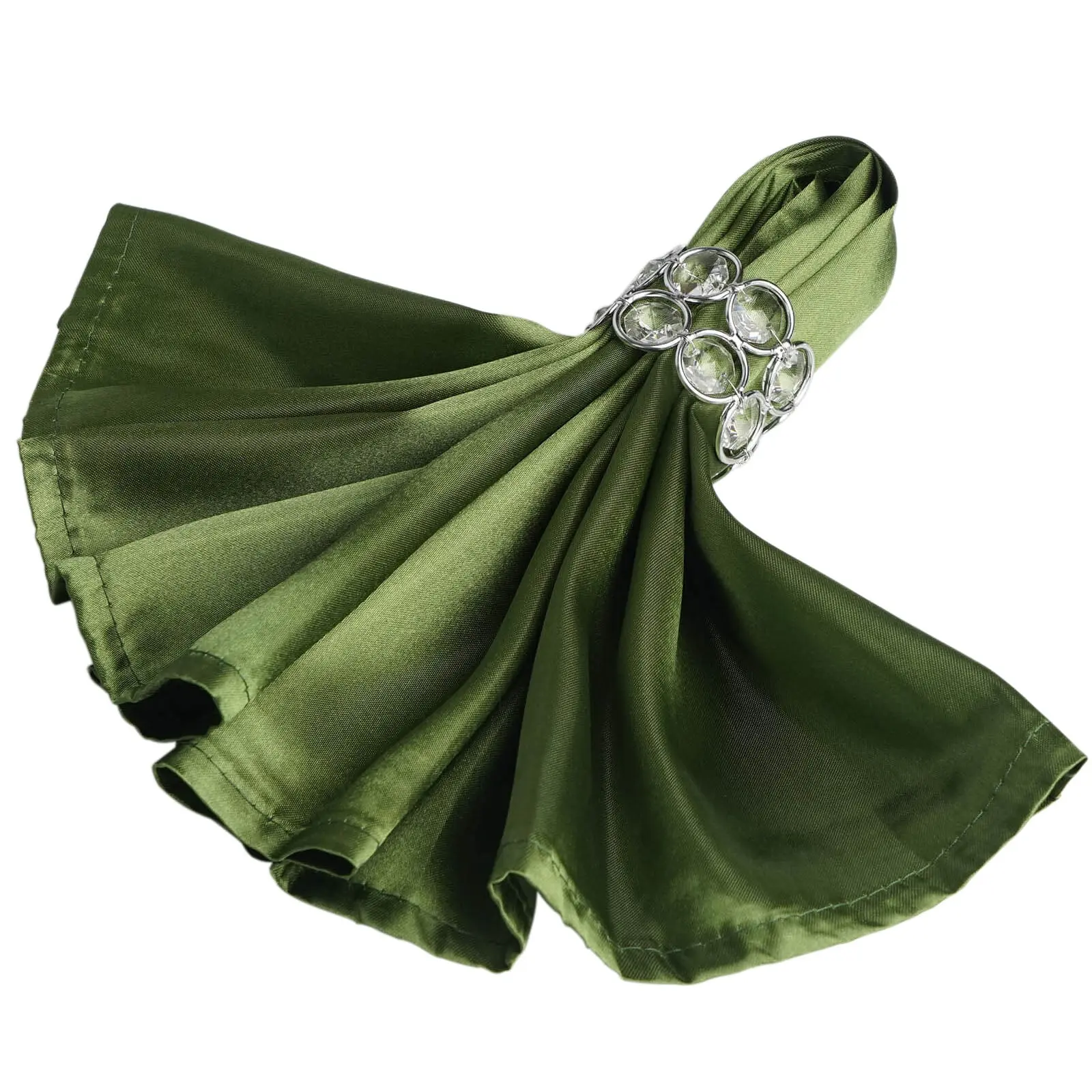 Olive Green Satin Reusable Cloth Napkins, 5-Pack 20"x20" Kitchen Tableware for Birthday, Wedding Events