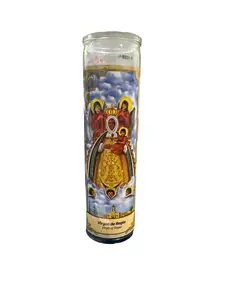 8" Glass candle Virgin of Regla