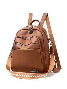 Vintage Style Women's Campus Backpack for College Students, British-Inspired Double Shoulder Bag, Retro Faux Leather Rucksack for Daily Use, Casual Backpack