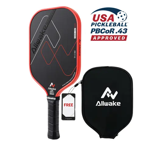 Allwake USAPA Certified Pickleball Paddle - T700 Raw Carbon Fiber CFS High Grit & Spin Surface, 16MM Polypropylene Honeycomb Core, Cushion Comfort Grip for Novice Players