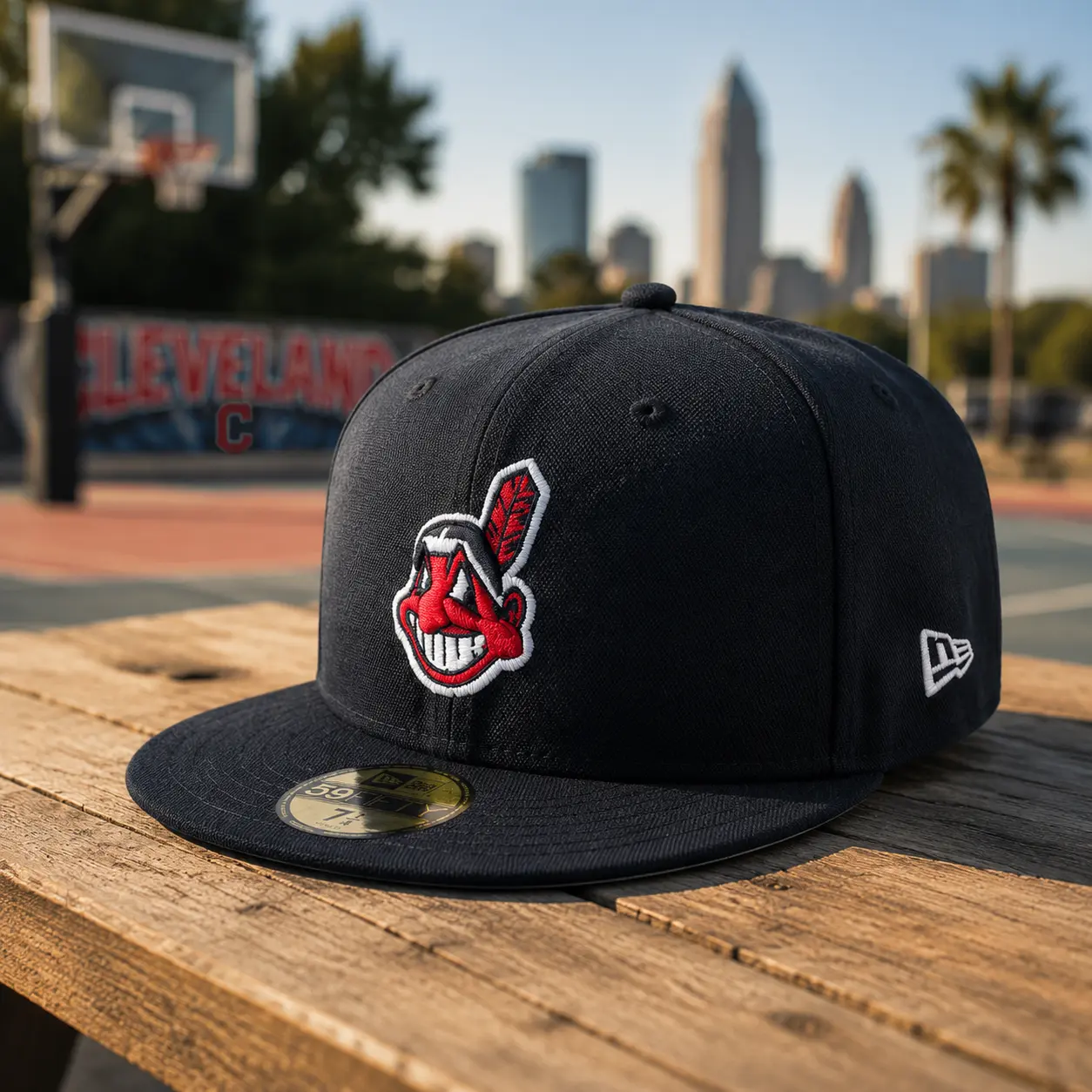 HOT NEWERA TREND 2026 Cleveland Indians MLB Chief Wahoo on field New Era 59Fifty Hat - Navy