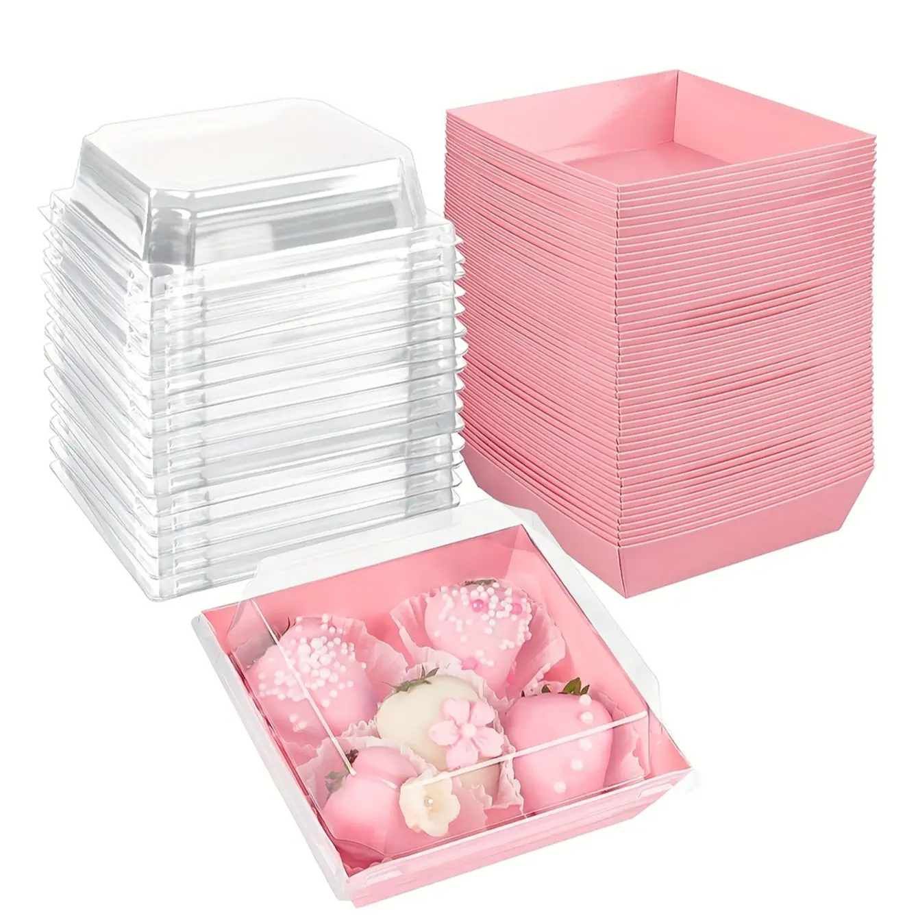 20 Pack Dessert Boxes with Transparent Lids, Oil-Proof Kraft Paper, / Bakeware Baking Food Containers, Perfect for Cookies, Macarons, Cakes, Sandwiches, Premium Cake Box, Baking Supplies