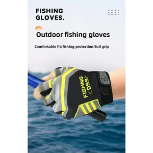 Fishing gloves men and women outdoor sports cycling non-slip sea fishing fishing printed dew three-finger protective gear Waterproof Thermal Touch Screen