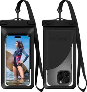 IPX8 Waterproof Phone Pouch with Interior Card Pocket, 8.3" Lightweight Dry Bag for iPhone 17 16 15 14 Pro Max, 1 Pack Black Beach Essential for Water Sports