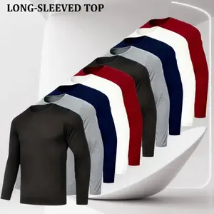 Conjunto de 10 Camisetas Deportivas de Manga Larga para Hombre - Perfectas para el Gimnasio, el Trabajo y el Uso Diario - Adecuadas para Ejercicio, Salidas Casuales y Eventos Formales - Ropa de Entrenamiento para Hombre, Ropa Multiusos, Estilo Cuello Redo