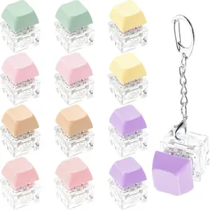 12 Pcs Macaron Keyboard Fidget Toy for Kis Adult to Relief Stress, Fidget Keychain Keyboard Decompression Button Finger Clicker Toys, Button Stress Relief Fidget Gifts Birthday Party Favors