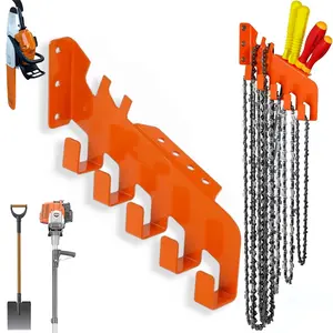 Heavy-Duty Wall-Mounted Chainsaw Hanger With 5 Hooks, Spade Trimmer Chain Tools Wall Bracket, Sturdy Accessory Storage Hook, Multi-Purpose Tool Organizer For Garage, Warehouse & Garden