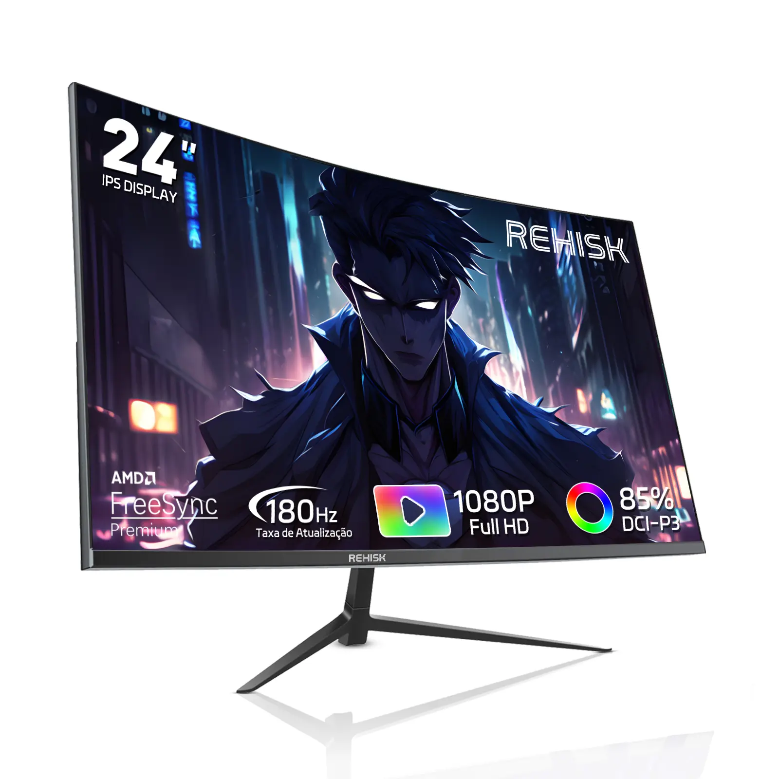 Neo Gamer 24" Micro-Curved FHD 1080P 180Hz IPS Gaming Monitor - 1ms Response Time, Ultra-Slim Design, HDMI & DP Ports, Built-in Speakers, VESA Compatible