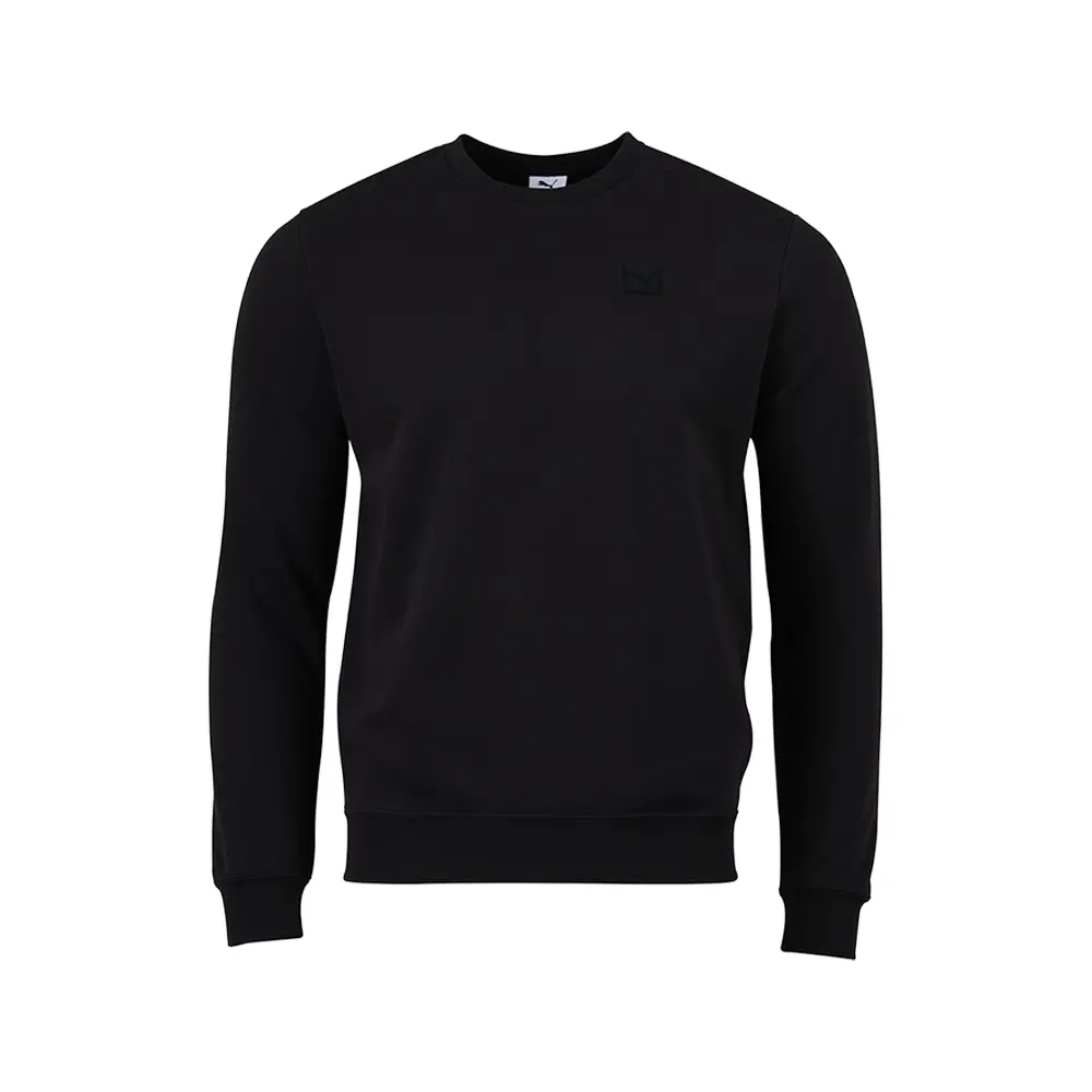 PUMA Mens Essentials Elevated Logo Crew Neck Sweatshirt Casual - Black