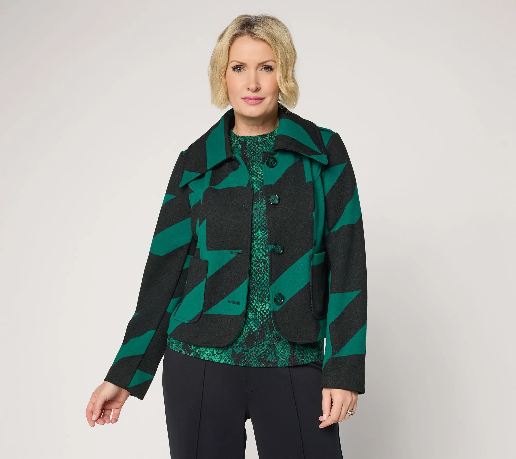 Carla Rockmore Collection Button Front Houndstooth Jacket