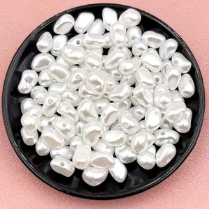 [100pcs Lustrous Pearl Beads Decorative] 100pcs Lustrous White Faux Pearl Beads, Pearls Beaded, High Shine Pearl, Baroque Irregular Shapes, Ideal for DIY Jewelry & Craft Projects - Elegant Decorative Accessories