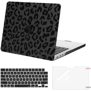 MOSISO Compatible with MacBook Pro 14 inch Case M5 M4 M3 M2 M1 2026-2021 A3427 A3426 A3434 A3112 A3185 A3401 A2918 A2992 A2779 A2442 Pro Max, Leopard Grain Shell&Keyboard Cover&Screen Protector,Black