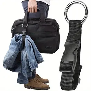 Versatile Black Nylon Luggage Strap - Durable Anti-Theft Gripper with Handbag Clip for Easy Carry, Perfect for Travel & Everyday Use