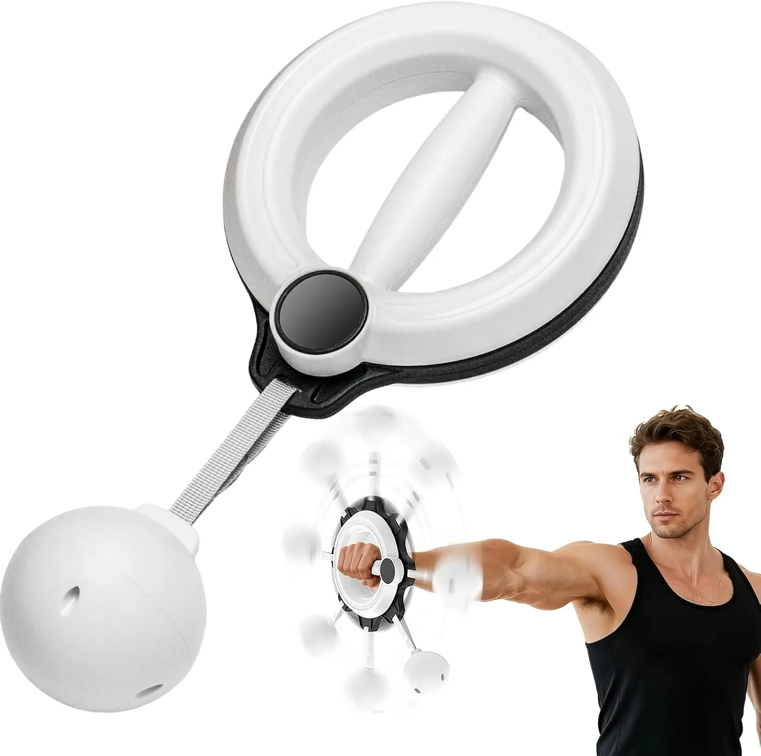 Infinity Arm Hoop, Wrist Forearm Shoulder and Chest Trainer | 360-degree rotation, non-slip handles, TPE build, compact upper-body workout for home, office and warmup routines
