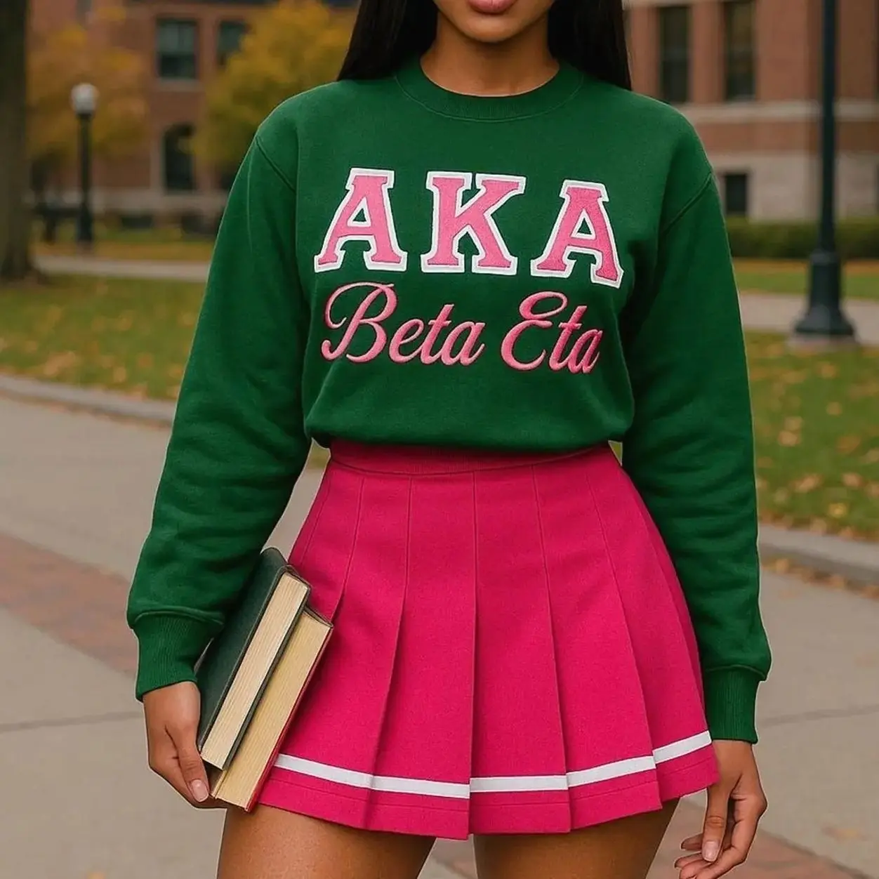 Alpha Kappa Alpha Sorority Sweatshirt – Pink and Green Crewneck for Sorors, HBCU Greek Apparel, AKA Gift Idea, Digital Print