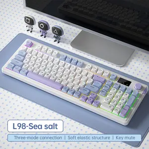 L98 Tri-Mode Bluetooth/Wired/Wireless Keyboard: E-sports Gaming & Office - Silent Membrane, RGB Backlight Soft Elastic Structure Soft Elastic Structure