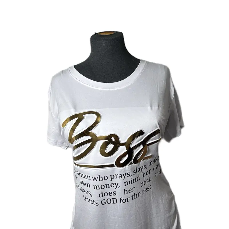 "Boss" Tee for "Boss" Ladies in White and Gold