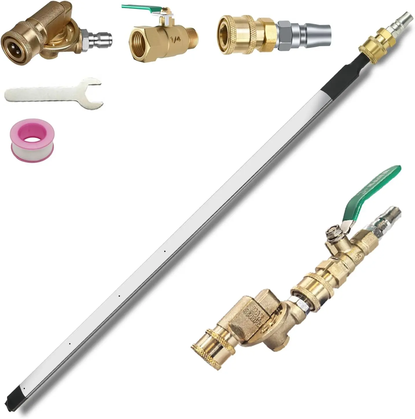 24in Portable Radiator Cleaning Wand with Convenient Design, 4500 PSI Flush Tool with 2x 1/4" Quick Couplers, Pressure Washer Accessory for Household Cars, Trucks, 24-inch RV Radiators, Tools And Gadgets, Work Tools
