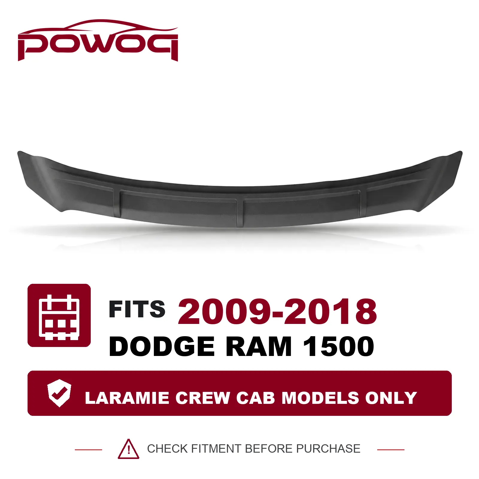 POWOQ TPE Hood Deflector, Compatible with 09-26 Dodge RAM 1500 (09-18 Models Included), Scratch-Resistant Water-Resistant Shield for Wet-Day Driving, Dust Stays Off Hood, Rain & Sun Ready, Soft Yet Durable Daily Protector Replacement Accessory