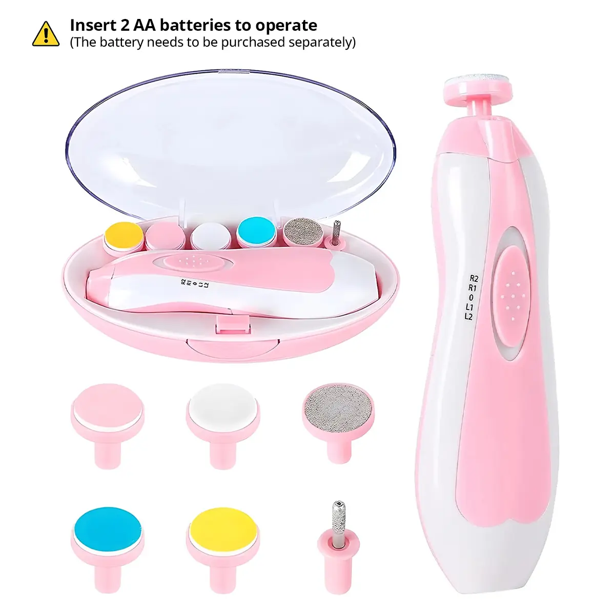 Cochildor 6 in 1 Electric Baby Nail File Set, Multifunctional Anti-Scratch Infant Nail Trimmer Polishing Tool, Requires 2 AA Batteries (Batteries Not Included)