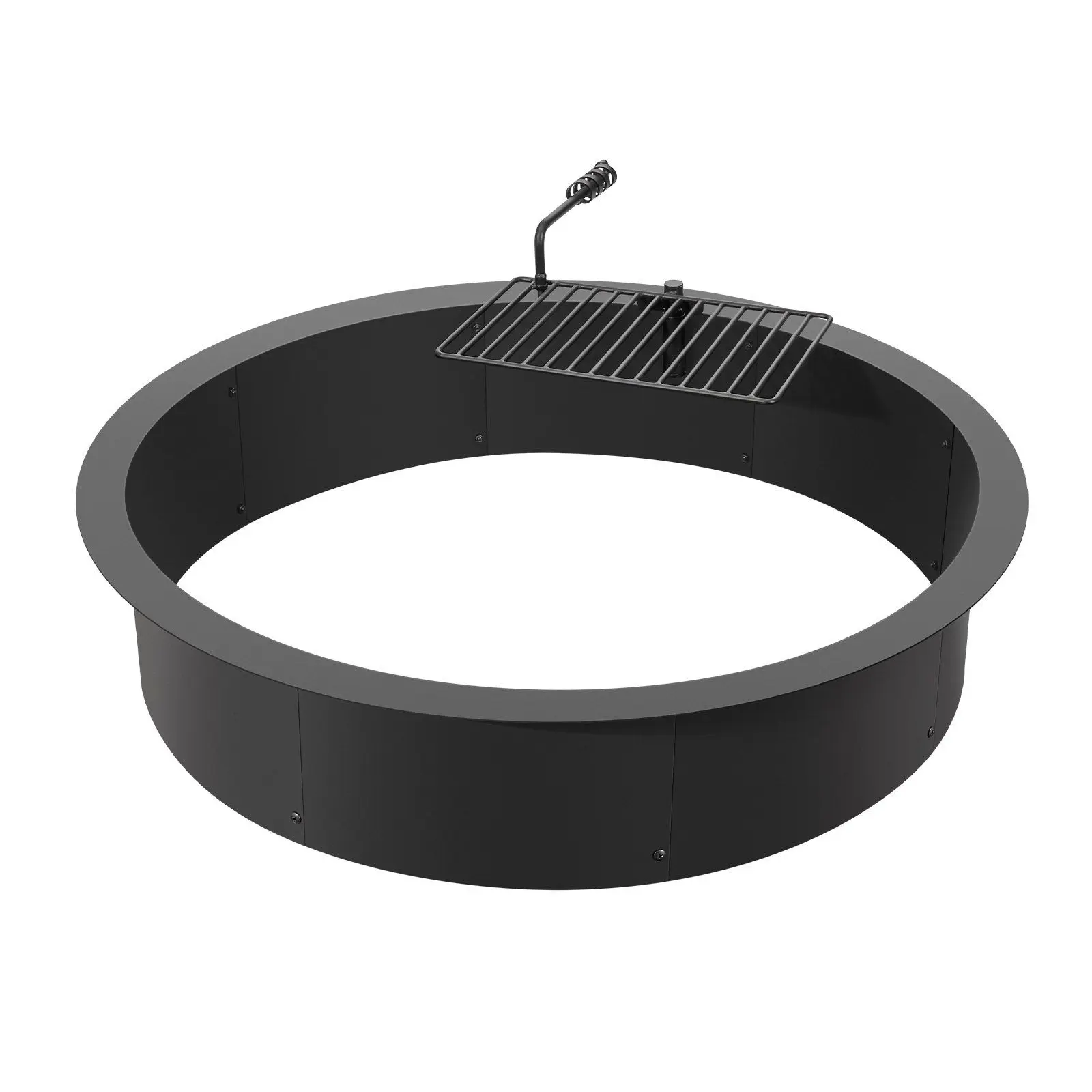 VEVOR 40-Inch Carbon Steel Fire Pit Ring, Robust Seamless BBQ Ring with Matte Black Finish, Flexible for DIY Projects, Ideal for Gatherings with Ample Space for Flames & Better Airflow