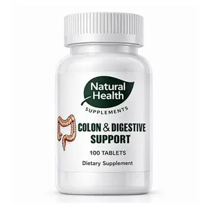 Natural Health Supplements Colon & Digestive Support Tablets, 100-Count with Senna Leaf & Cascara Sagrada, Gentle Cleanser for Colon Cleanse & Digestive Wellness All-Natural  Dietary Supplement