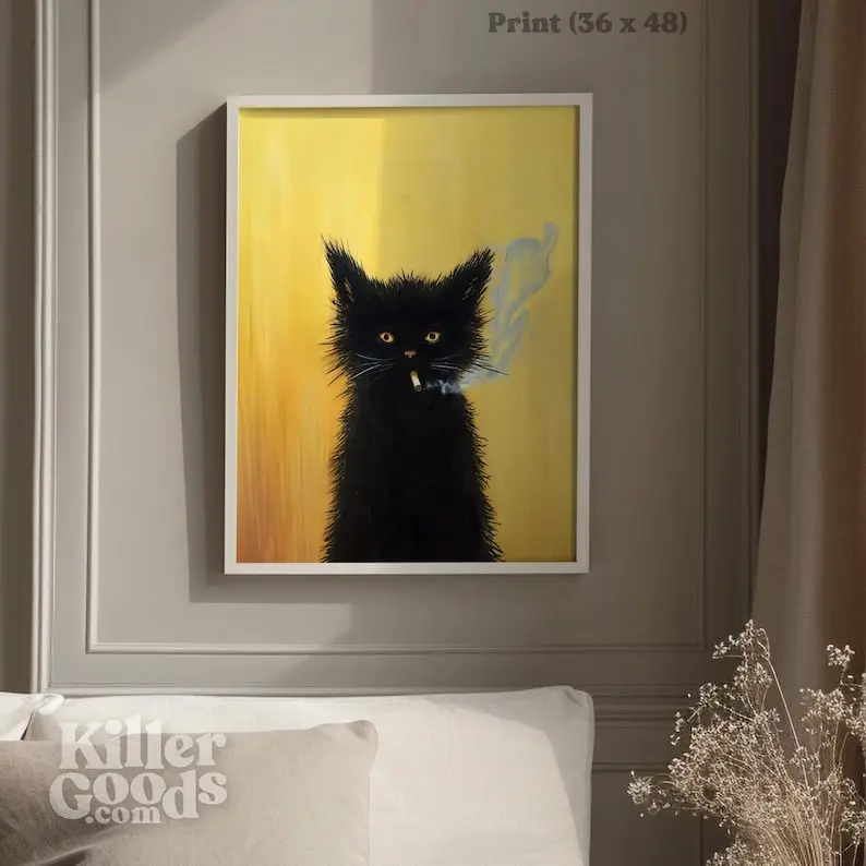 Unframed Retro Victorian Animal Cat Art Print - Peculiar Posters with Artistic Storybook Funny Kitten & Gangster Cat Images, Waterproof Paintings, Storage Box Included for Home Wall Decoration, Kid Room Funny Decor, Wardrobe Accent, Kitchen