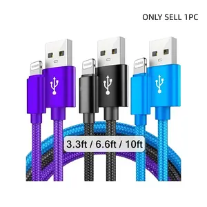 1/3-Pack Nylon Braided Lightning Cables, Multifunctional Charging Cable, compatible with iPhone 14/13/12 Pro Max/X/XR/XS/8/7/6s/6/iPad, Male to Male USB Charging Data Sync Cord with Matte Finish, 5-10W Power Output, 3.3ft/6.6ft/10ft