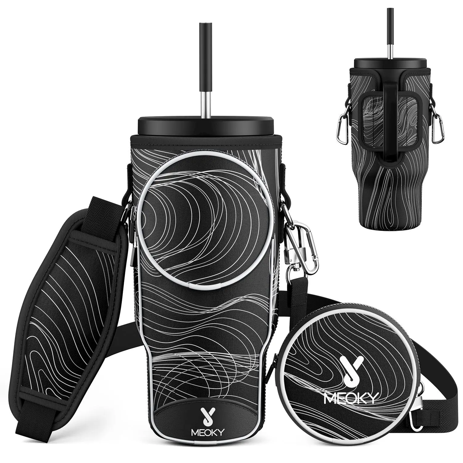 Meoky 40oz Water Bottle Holder with Adjustable Strap - Drink Carrier in Cup Holders, Car Storage Bag for Most 40oz Tumblers, Outdoor Hiking Accessory #TikTokShopSummerSale