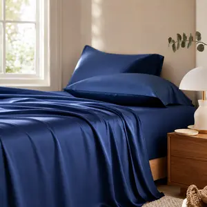 MOXHOMO Extra Deep Pocket Bamboo Sheets - 6 Pcs Breathable & Cooling Bed Sheet Set, Hotel Luxury Fitted Soft Wrinkle-Free For Mattresses, Room Decor, Twin/Full/Queen/King Size Pillowcase Sets