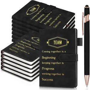 12 Sets Team Appreciation Gifts Bulk for Employee, A5 Leather Notebook with Pen, Holiday Party Favors Thank You Journals for Teacher Coworkers Staff(Black)