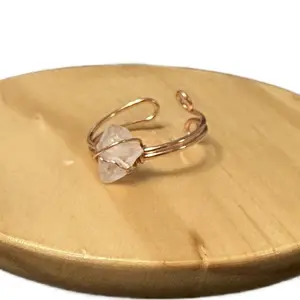 Handcrafted Adjustable Wire-Wrapped Gemstone Ring - Multiple Crystal Options