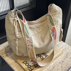 3 Colors Handmade Baggu Crescent Bag / Washed Contrast Color Messenger Bag for Women - Stylish & Functional baggu shoulder bag