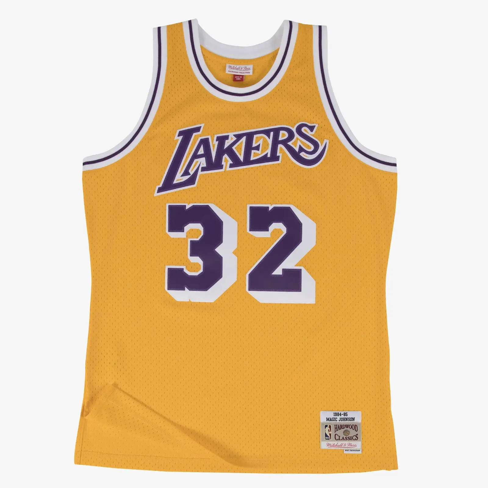 Magic Johnson Los Angeles Lakers 1984-85 Gold Swingman Player Jersey - Mitchell & Ness NBA Throwback, 80s Retro Basketball Jersey