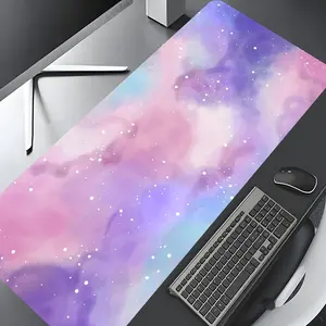 Purple Starry Sky Cute Design Large Gaming Mouse Pad,Aesthetic Desktop Drotection Pad,Washable Rubber Pad Non-Slip Lock Edge Multi-Size Mouse Pad Suitable For Home Office,Good Gift for Family and friends