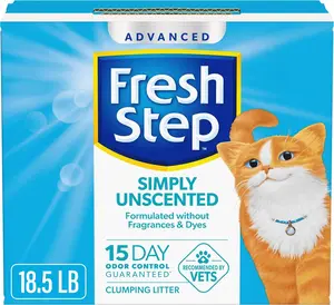 Fresh Step Advanced Simply Unscented Clumping Litter, Fresh Step Unscented Cat Litter Fights Odor on Contact, 18.5 lb. Box