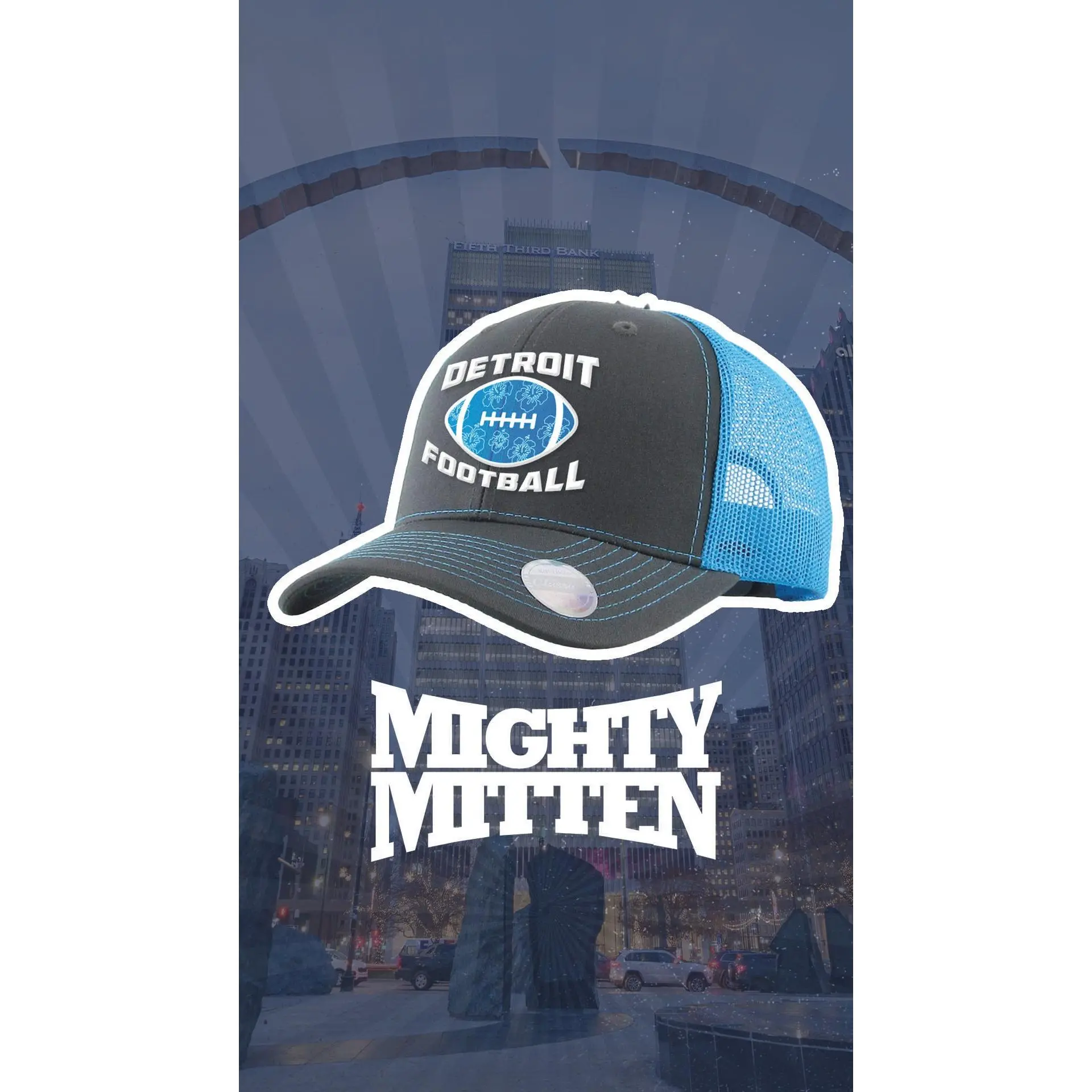 Detroit Football Grey/Blue Trucker Hat