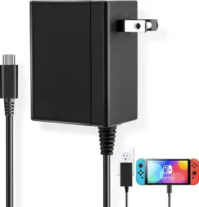 Switch Charger with 4.9FT Charging Cable, AC Adapter Compatible with OLED, Lite, Supports TV Mode, 15V/2.6A Power Supply for Fast Charging