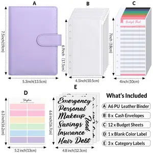 Budget Planners binder Set, Notebook, Budget Card, Sticker, Loose Leaf, Cash Bag, Sticky Note and Money Organizer for Cash Saving
