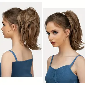 Claw Clip Messy Bun Hair Piece Straight Fake Hairpieces Bendable Metals Short Ponytail Hair Extensions Synthetic Halloween Christmas, Christmas, gifts