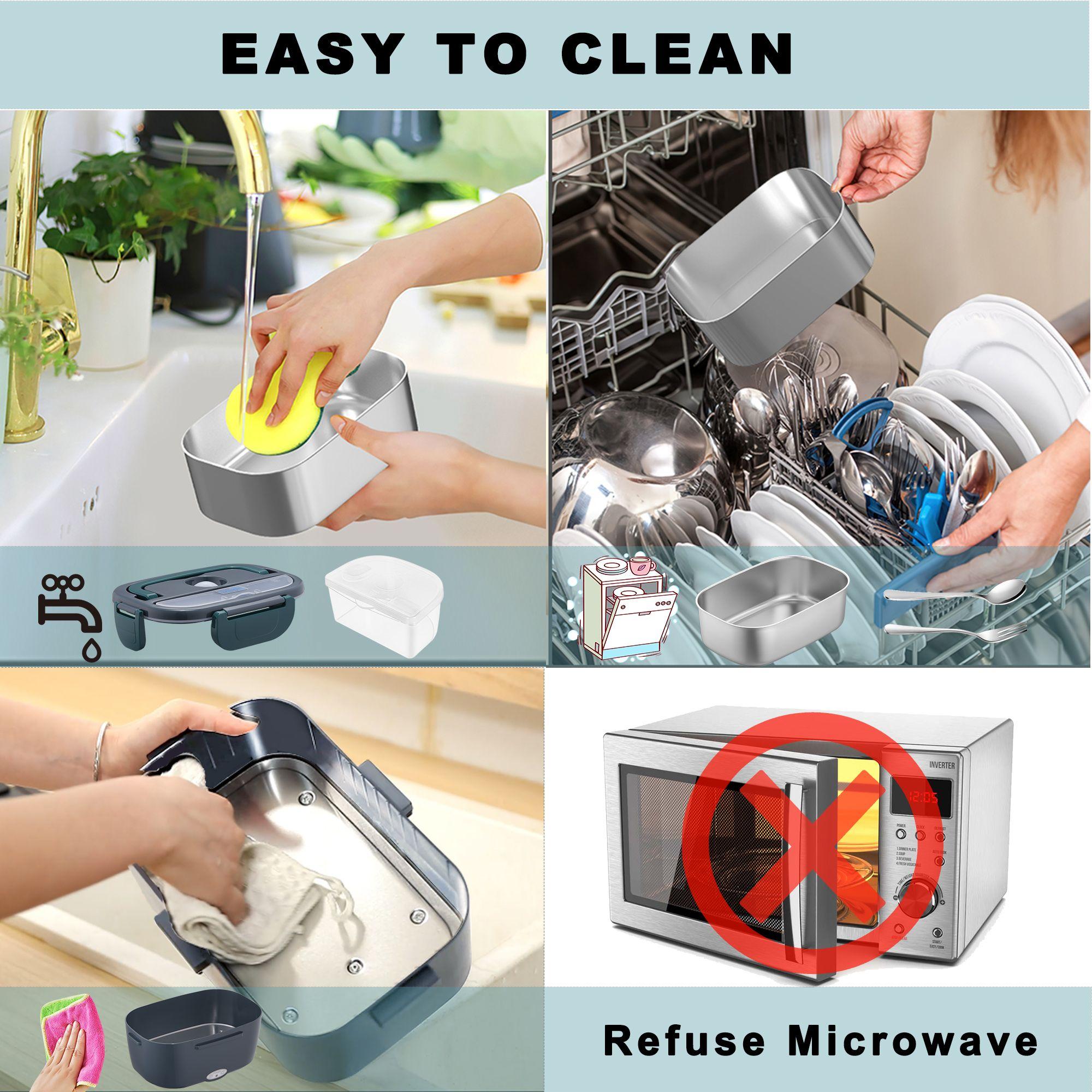 Mother's Day Nifogo 100W Electric Lunch Box, 12V/24V/110V Self-Heating Portable Food Warmer with Insulated Bag, 1.5L/1.8L Non-Battery Powered for Work Travel Camping