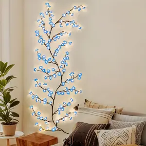 96 LED Flexible Cherry Blossom Vine Lights, 8 Modes, Home Party Atmosphere Lighting, Decorative Flower Ornaments, Perfect Gift for Birthday Christmas Halloween Thanksgiving